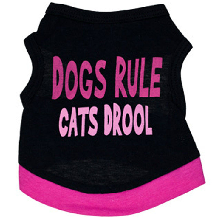 KFX-6923197 Cotton Black Printed Vest for Dogs with Pink Letter Design, Casual Style