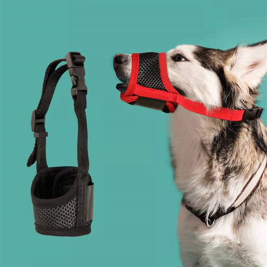 KFX-6924477 Dog Mouth Cover - Polyester Pet Muzzle in Black, Red, Green, Pink (XS-XXL)