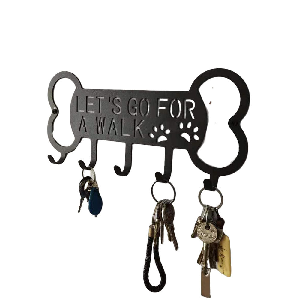 KFX-6924605 Iron Perforated Dog Rope Coat Hook with Three Rows for Pet Clothing Storage