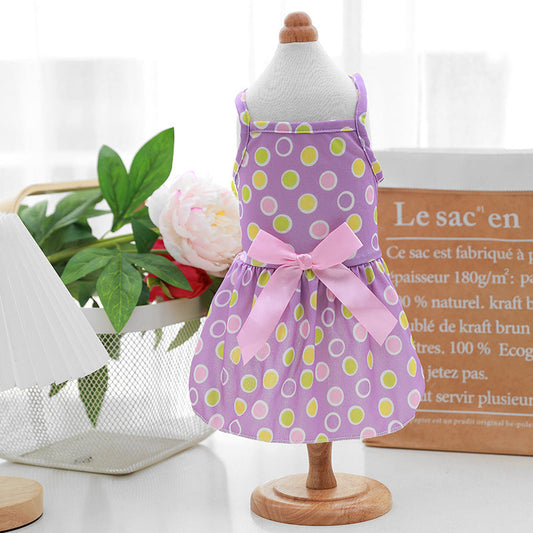 KFX-6925373 Polka Dot Skirt for Cats and Dogs, Thin PET Sling Dress in Various Colors and Sizes