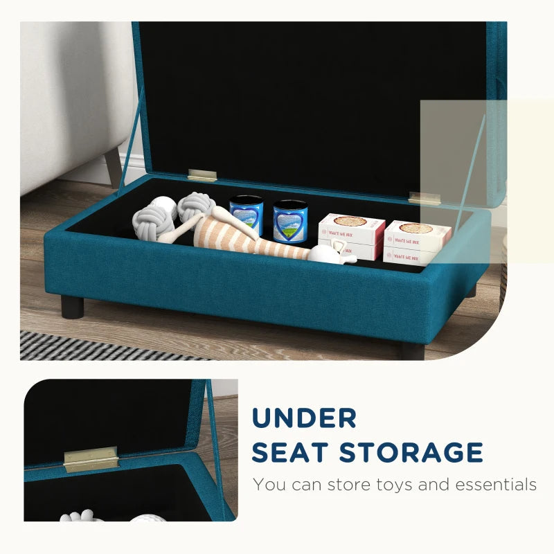 KFX-6926269 Cozy Dark Blue Pet Sofa with Storage for Small Dogs - Tufted Cushion and Armrests