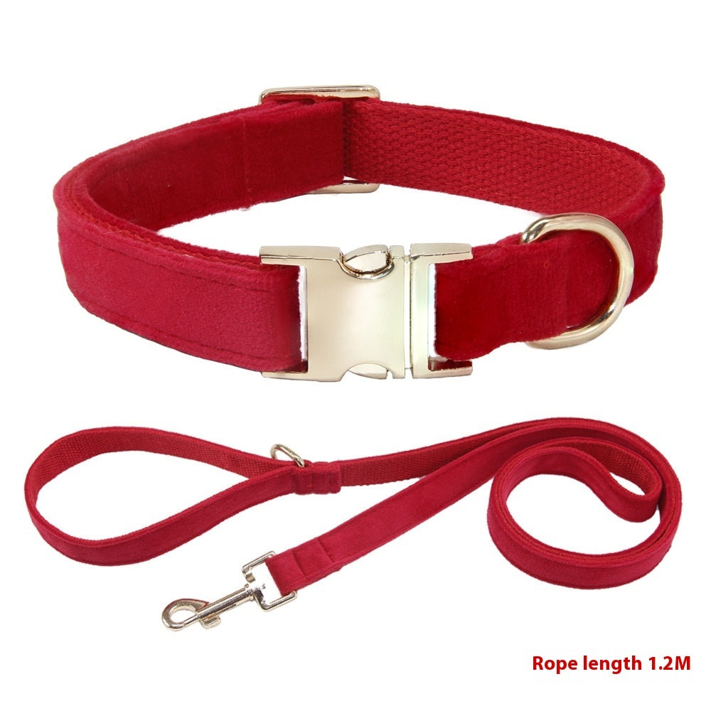 KFX-6926653 Engraved Dog Collar with Anti-Loss Feature and Matching Leash, Polyester Material for All Seasons