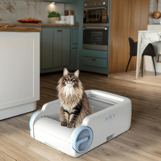 KFX-692819 Smart Self-Cleaning Cat Litter Box with Odor Control and APP Functionality, 10kg Capacity