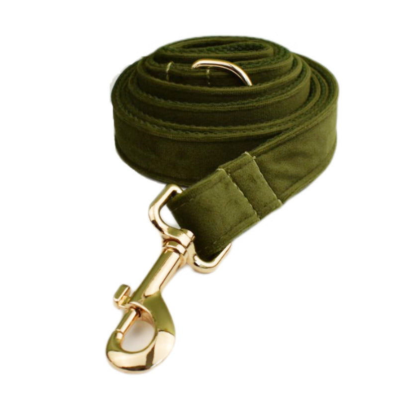 KFX-6929853 Velvet Fabric Dog Collar Set with Bow, Flower, Dog Vest, Leash, Rope, and Poop Bag
