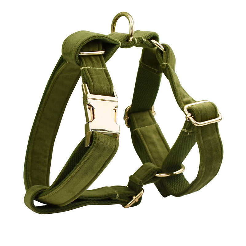 KFX-6929853 Velvet Fabric Dog Collar Set with Bow, Flower, Dog Vest, Leash, Rope, and Poop Bag