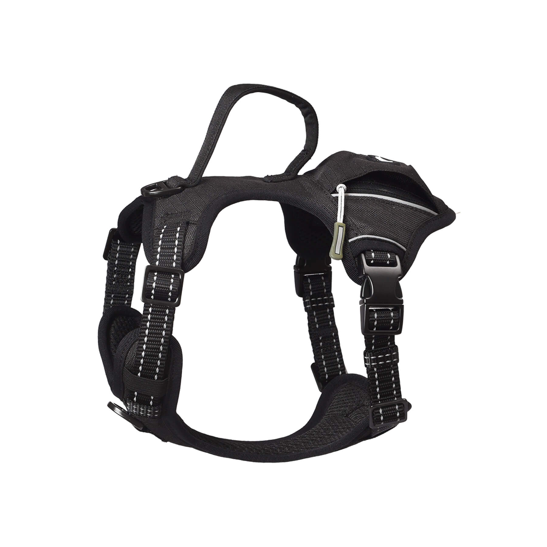 KFX-6932029 Durable Tactical Dog Harness with Poop Bag Dispenser & No Pull Front Clip, Brown, Size S