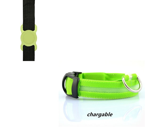 KFX-6932541 LED Luminous Dog Collar with Adjustable Silicone Locator for Night Safety - Multiple Sizes Available