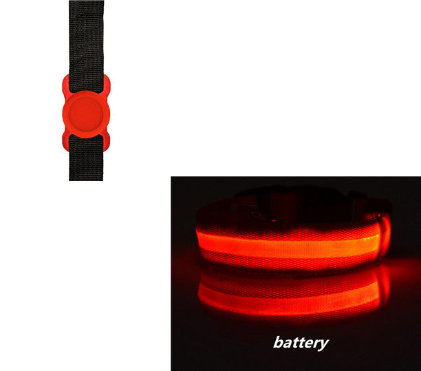 KFX-6932541 LED Luminous Dog Collar with Adjustable Silicone Locator for Night Safety - Multiple Sizes Available