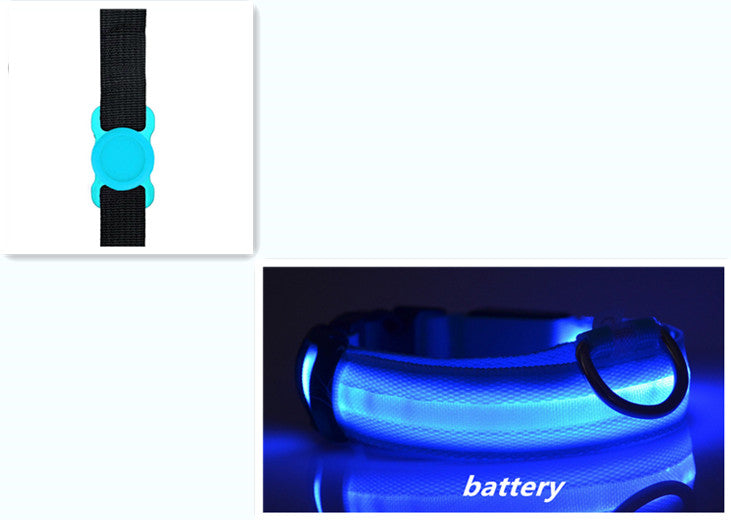 KFX-6932541 LED Luminous Dog Collar with Adjustable Silicone Locator for Night Safety - Multiple Sizes Available