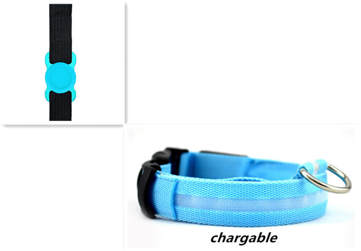 KFX-6932541 LED Luminous Dog Collar with Adjustable Silicone Locator for Night Safety - Multiple Sizes Available
