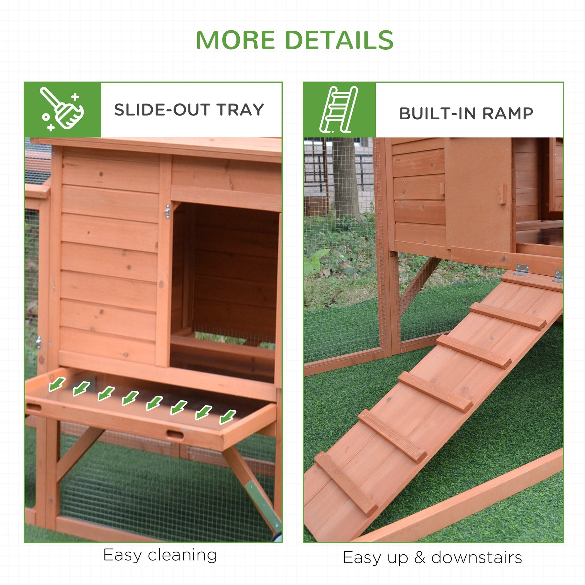 KFX-6939965 Portable Chicken Coop with Wheels and Nesting Box - 96.5" Poultry Cage for Backyard Use