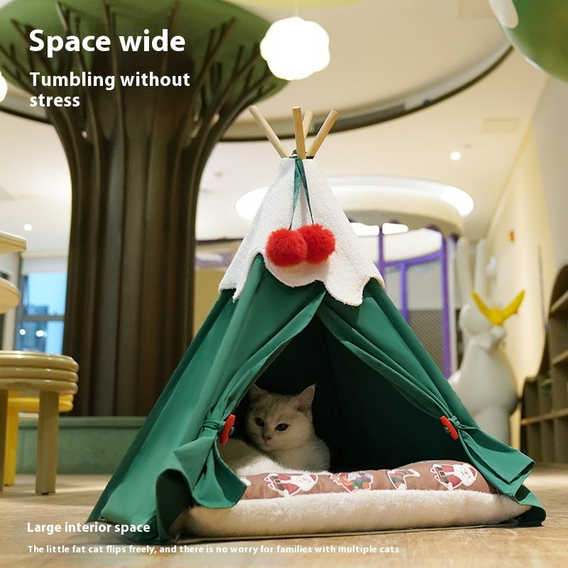 KFX-6940349 Winter Warm Semi-Closed Cat House for Deep Sleep - Thickened Mat Available in Two Sizes