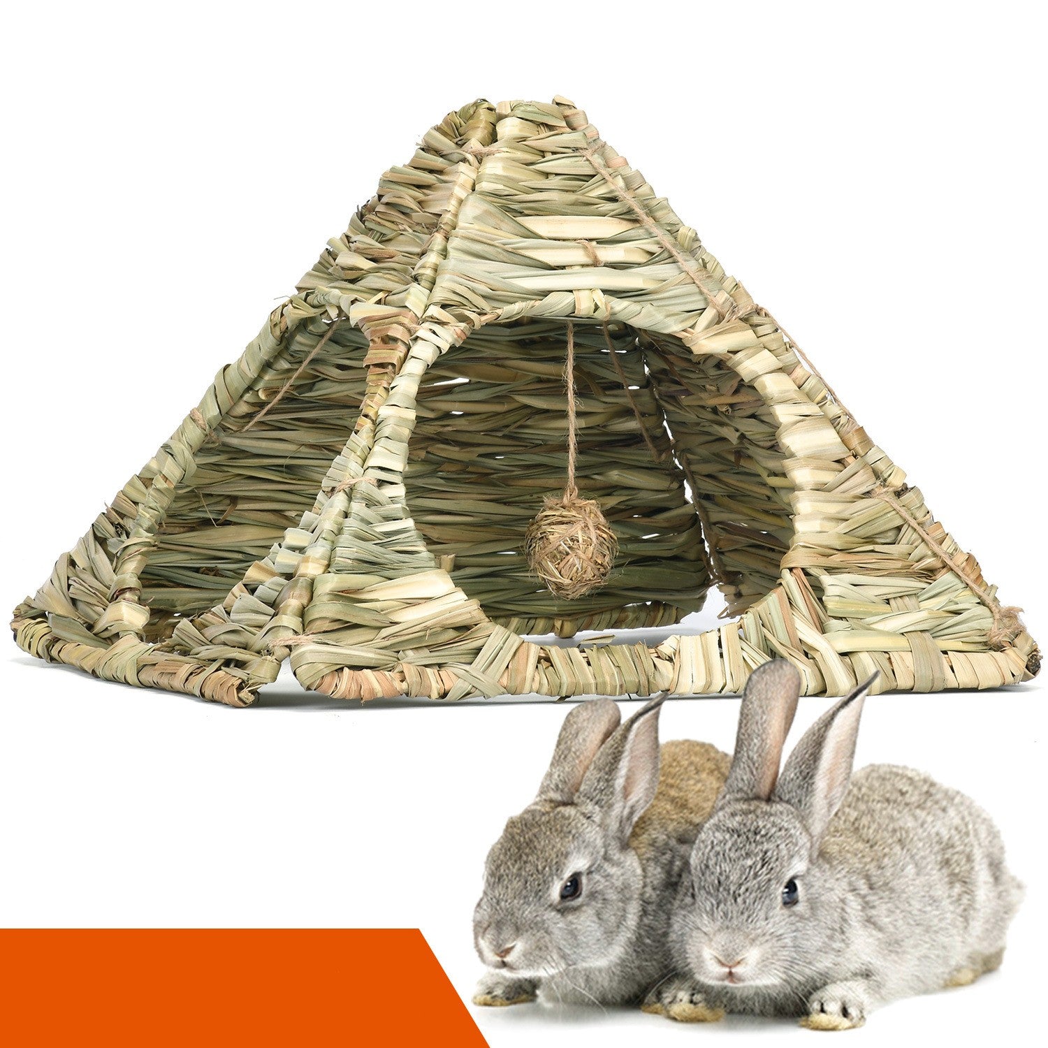 KFX-6941117 Pet Foldable Grass Hut for Small Animals - Ideal Nest for Rabbits, Hamsters, and Guinea Pigs