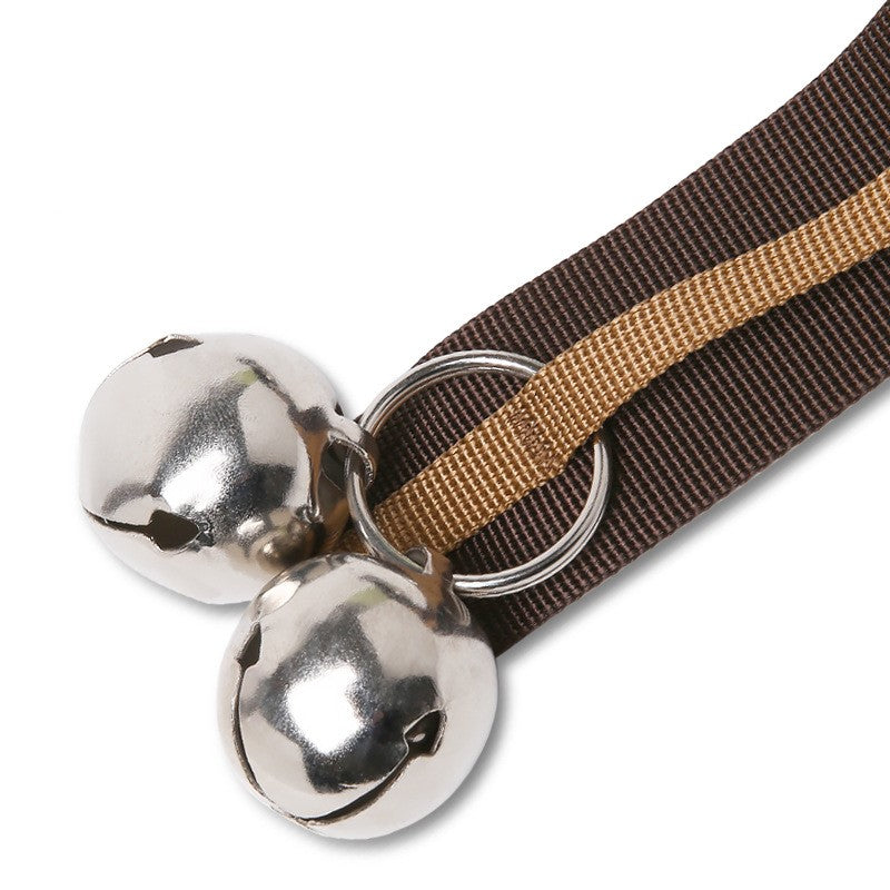 KFX-6941757 Durable Nylon Webbing Pet Training Bell Toy with Stainless Steel Sounding Bells for Dogs and Cats
