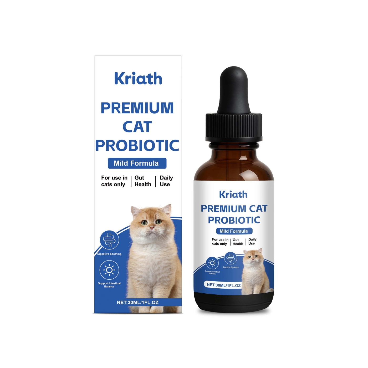KFX-6942141 Probiotic Drops for Cats with Digestive Enzymes and Natural Extracts