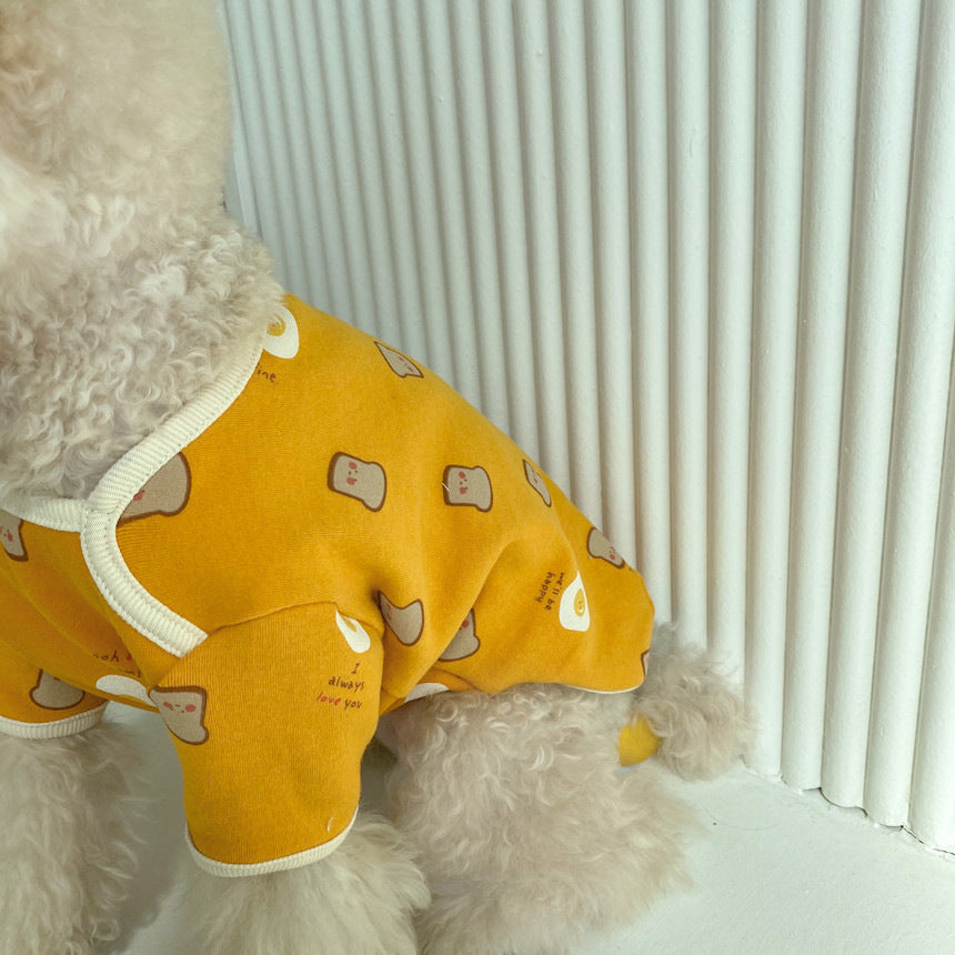 KFX-6942653 Casual Cotton Dog Clothes for Warmth in White and Yellow