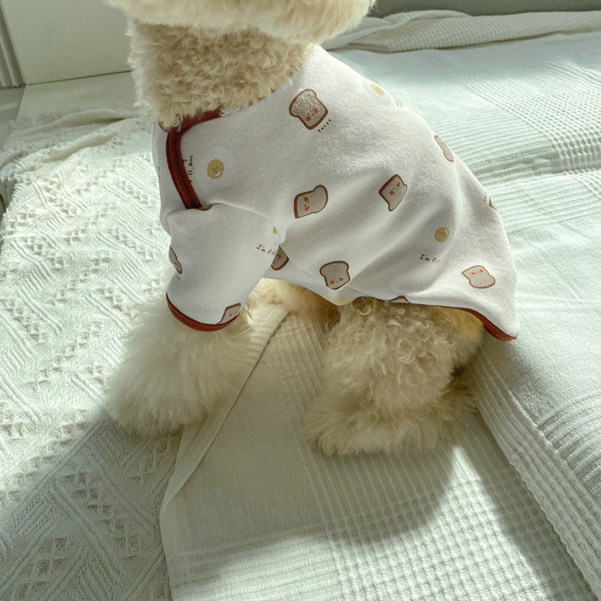 KFX-6942653 Casual Cotton Dog Clothes for Warmth in White and Yellow