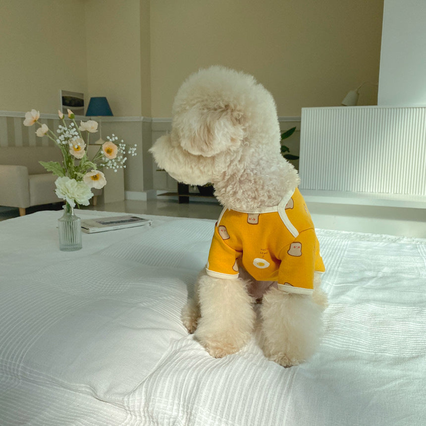 KFX-6942653 Casual Cotton Dog Clothes for Warmth in White and Yellow