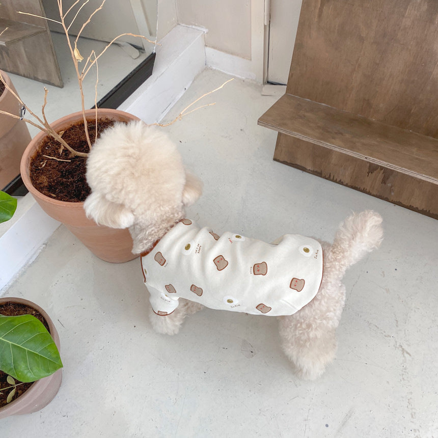 KFX-6942653 Casual Cotton Dog Clothes for Warmth in White and Yellow