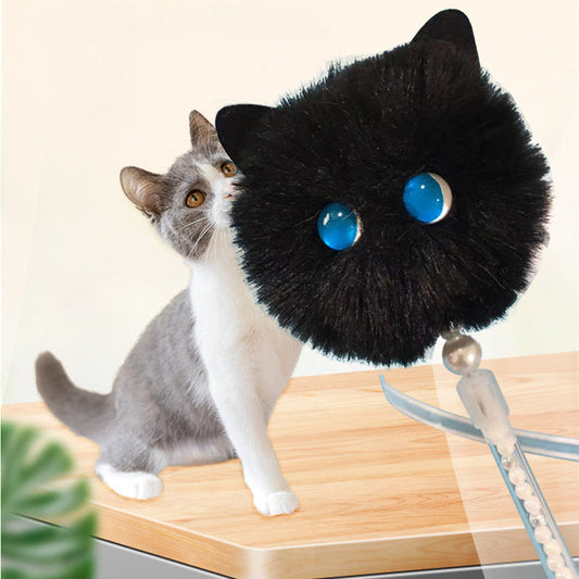 KFX-6942909 Interactive Cat Teaser Stick with Colorful Ribbons and Solid Color Design