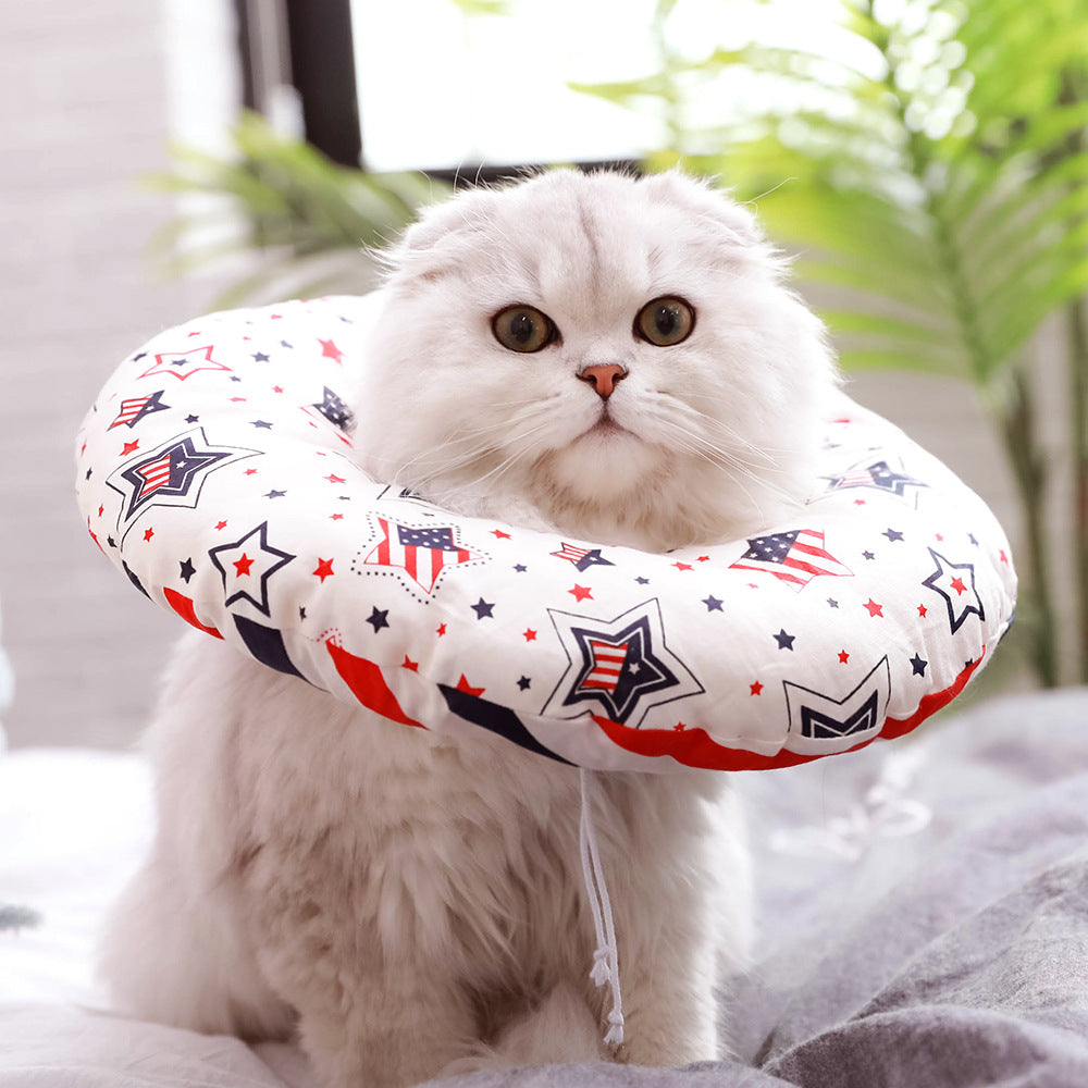 KFX-6944061 Cat Headgear Anti-Bite Ring Collar for Cats - Comfortable Cotton Fabric