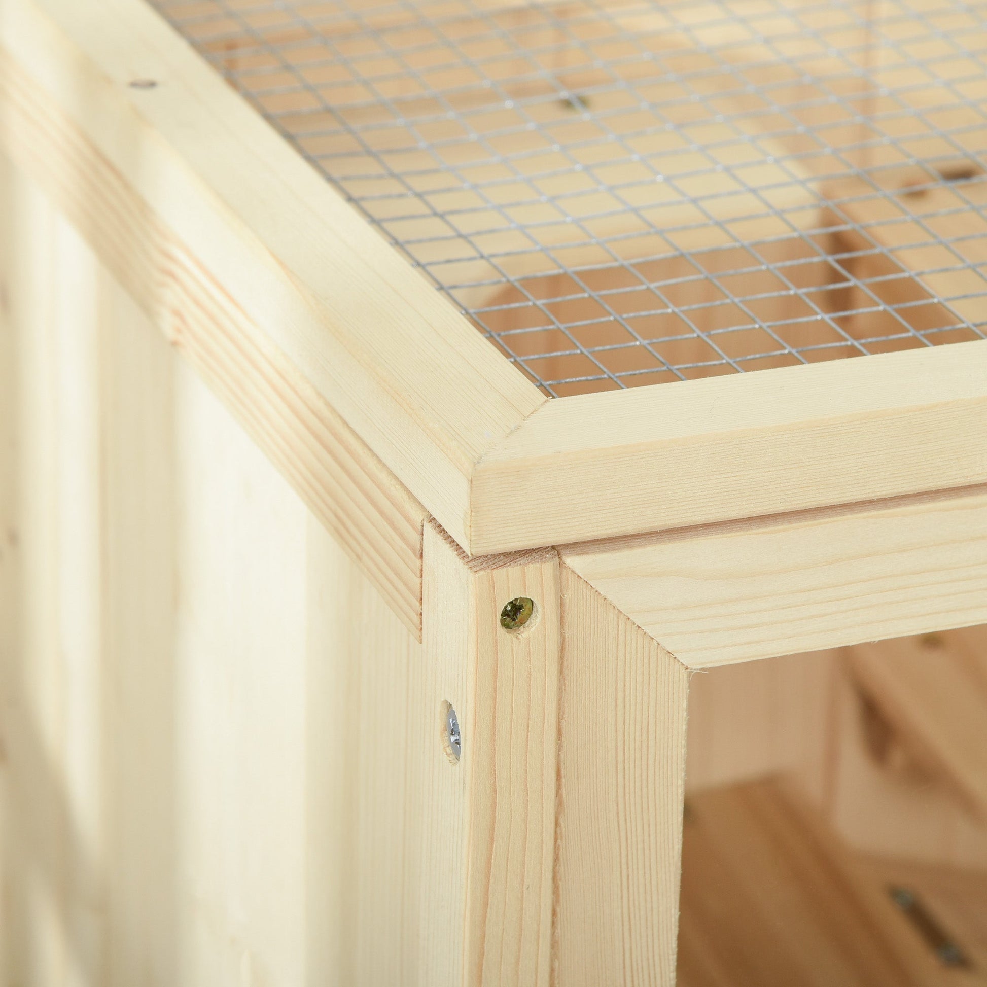 KFX-6945725 3-Tier Wooden Hamster Cage with Openable Top and Ventilated Roof for Small Animals