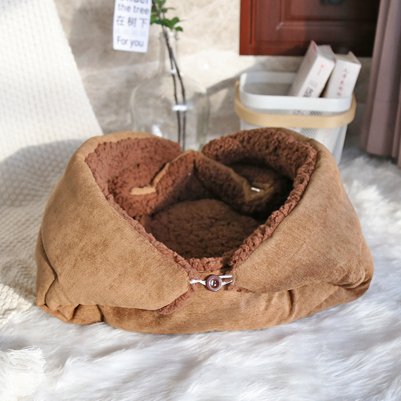 KFX-6946109 Cozy Thick Fleece Cat and Dog Nest Mat for Cage, Available in Brown, Light Gray, Warm Apricot, Sizes S and M