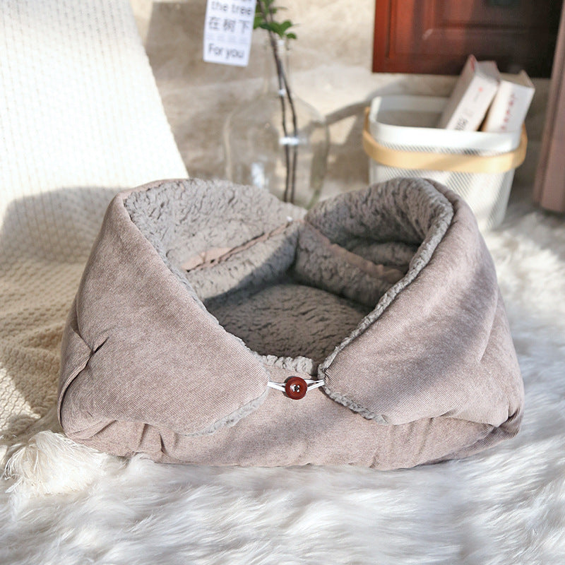 KFX-6946109 Cozy Thick Fleece Cat and Dog Nest Mat for Cage, Available in Brown, Light Gray, Warm Apricot, Sizes S and M