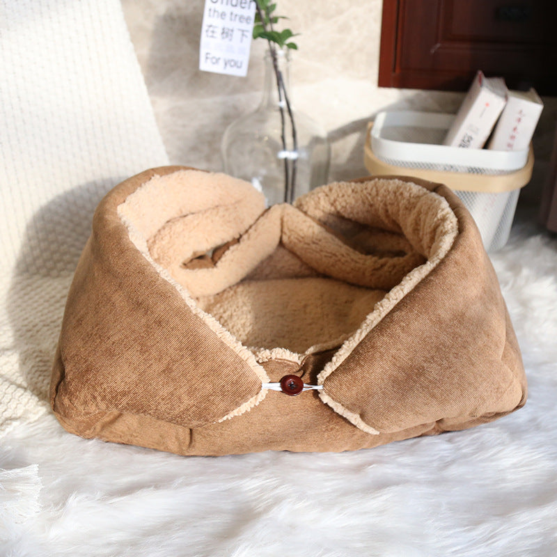 KFX-6946109 Cozy Thick Fleece Cat and Dog Nest Mat for Cage, Available in Brown, Light Gray, Warm Apricot, Sizes S and M