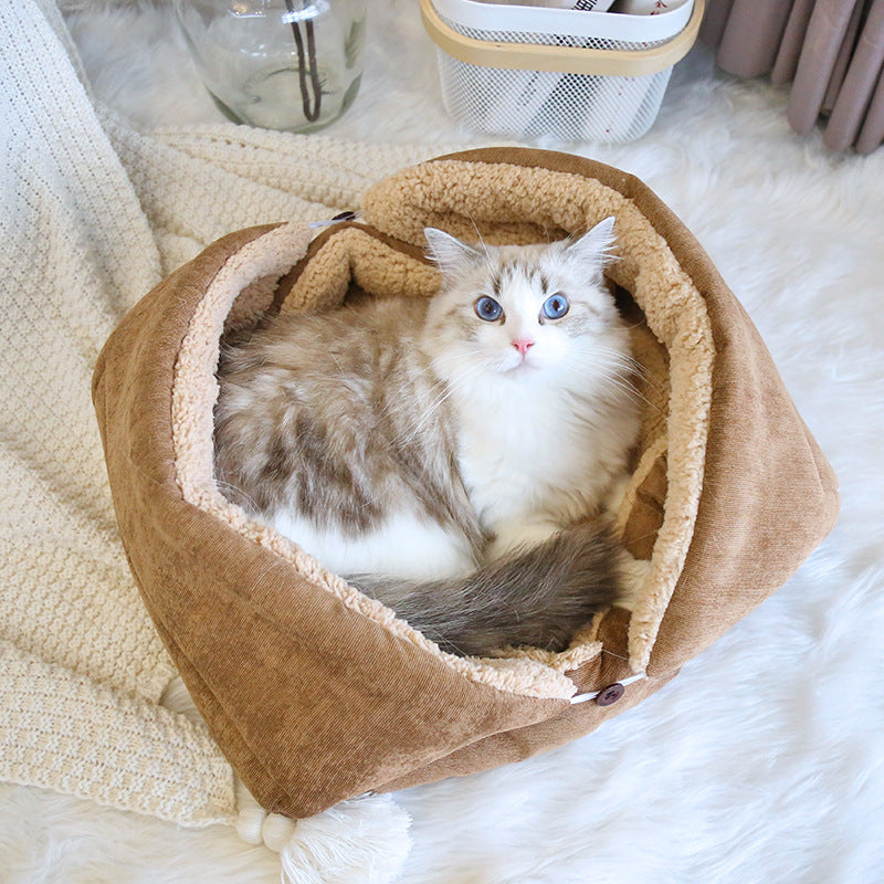 KFX-6946109 Cozy Thick Fleece Cat and Dog Nest Mat for Cage, Available in Brown, Light Gray, Warm Apricot, Sizes S and M
