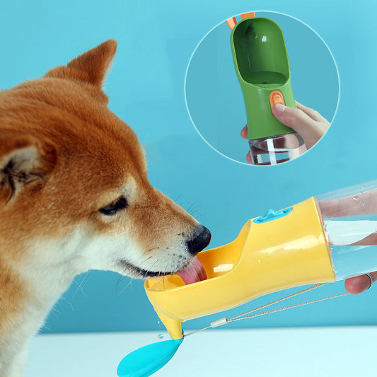 KFX-6947901 Pet Travel Water Bottle for Cats and Dogs - Green, White, Gray, Yellow - BPA-Free PP & Silicone