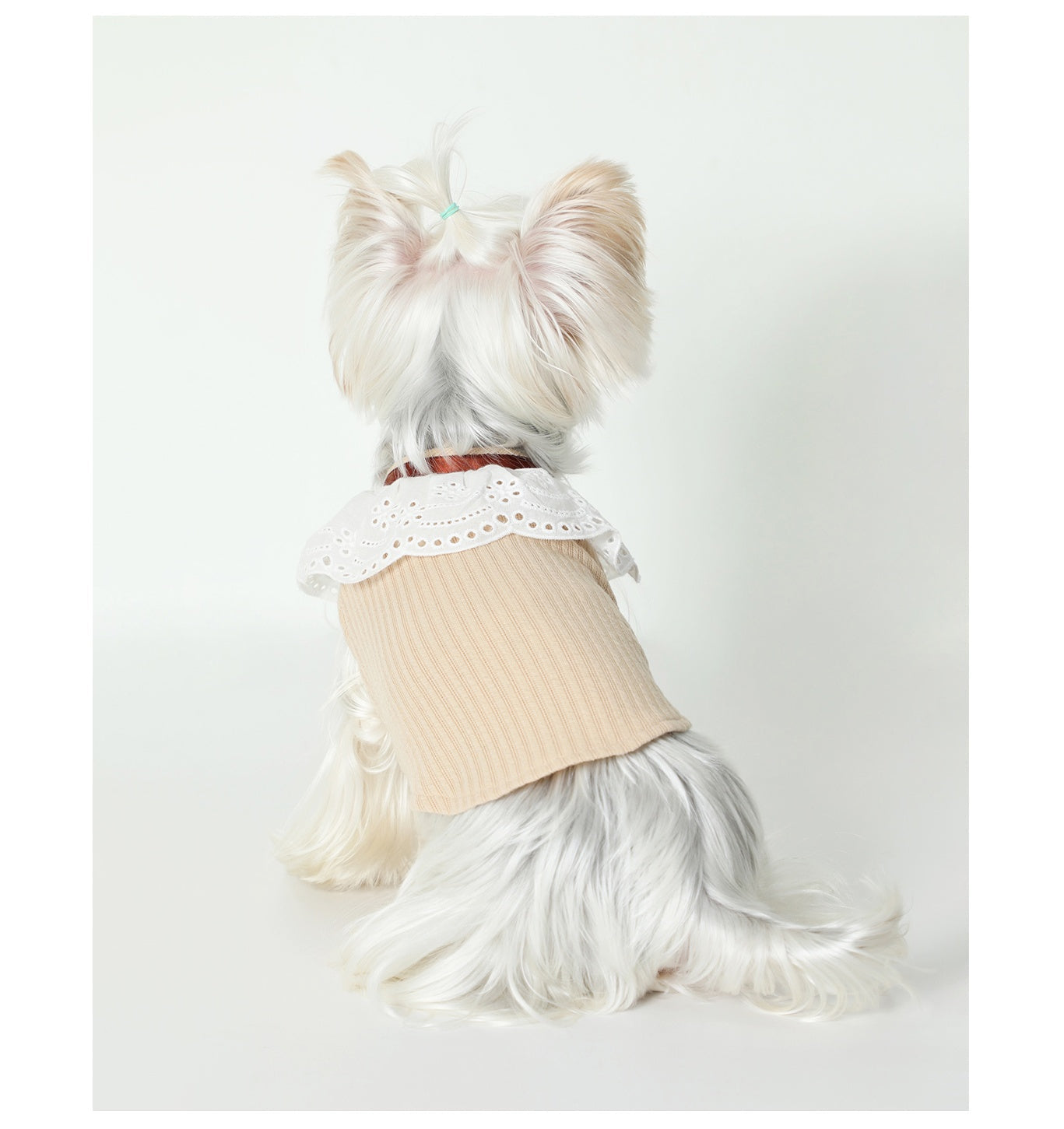KFX-6948413 Pet Floral Neck Bow Vest for Spring and Autumn - Lightweight and Stretchy Fabric in Mikhaki