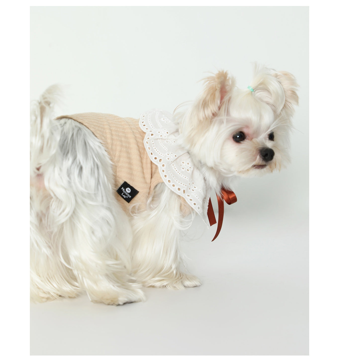 KFX-6948413 Pet Floral Neck Bow Vest for Spring and Autumn - Lightweight and Stretchy Fabric in Mikhaki
