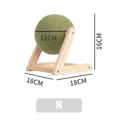 KFX-6949309 Natural Catnip Ball Toy with Wooden Holder for Indoor Cats - Safe and Healthy Catnip Treats