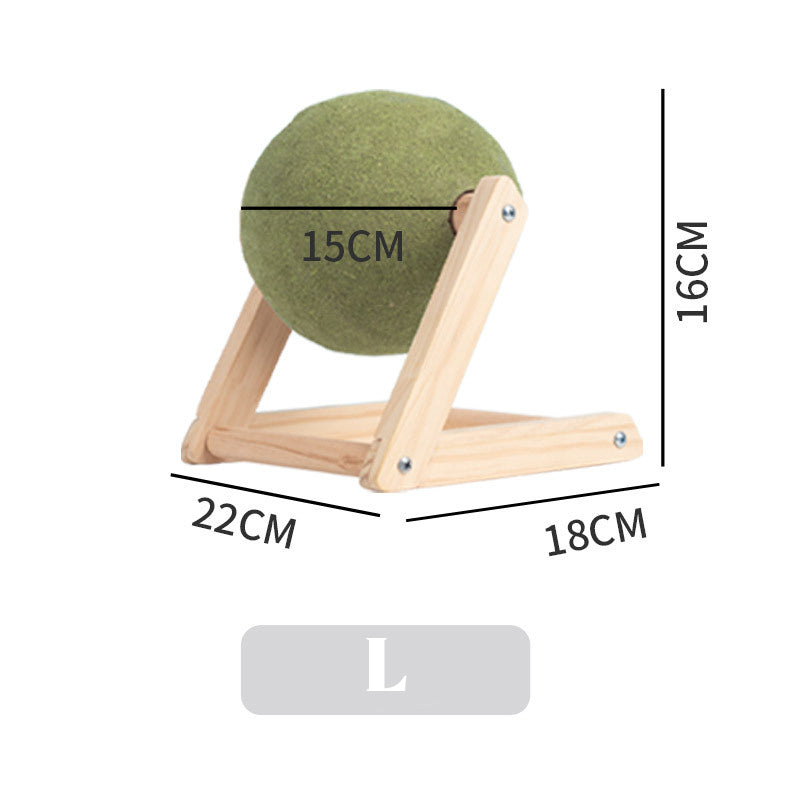 KFX-6949309 Natural Catnip Ball Toy with Wooden Holder for Indoor Cats - Safe and Healthy Catnip Treats