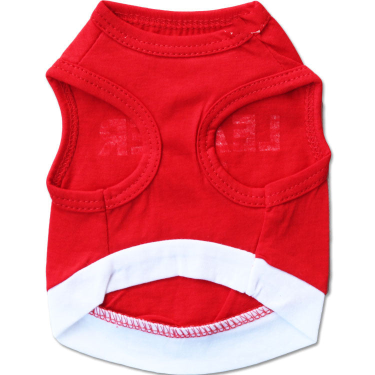 KFX-6950205 Cozy Cotton Red Pet Vest with Bold Printed Letters for Dogs