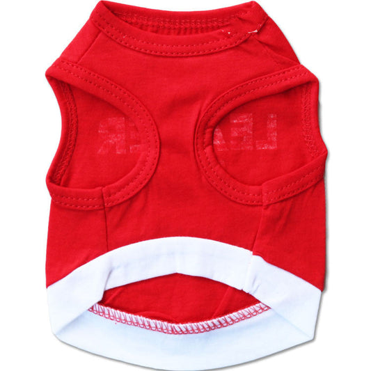 KFX-6950205 Cozy Cotton Red Pet Vest with Bold Printed Letters for Dogs
