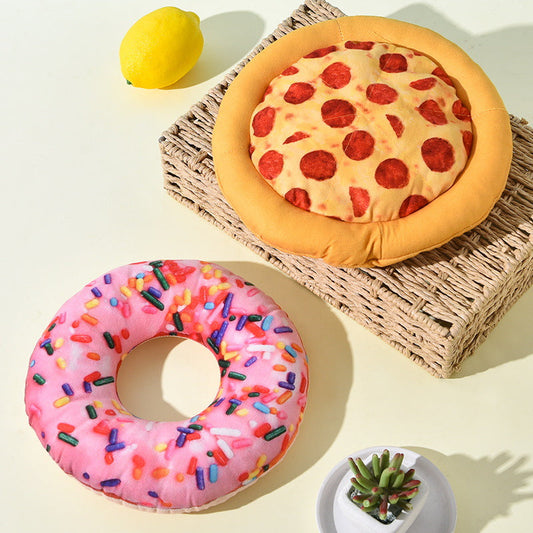 KFX-6950461 Long-Lasting Polyester Puppy Corgi Bite Toy in Fun Pizza, Donut, and Shrimp Designs