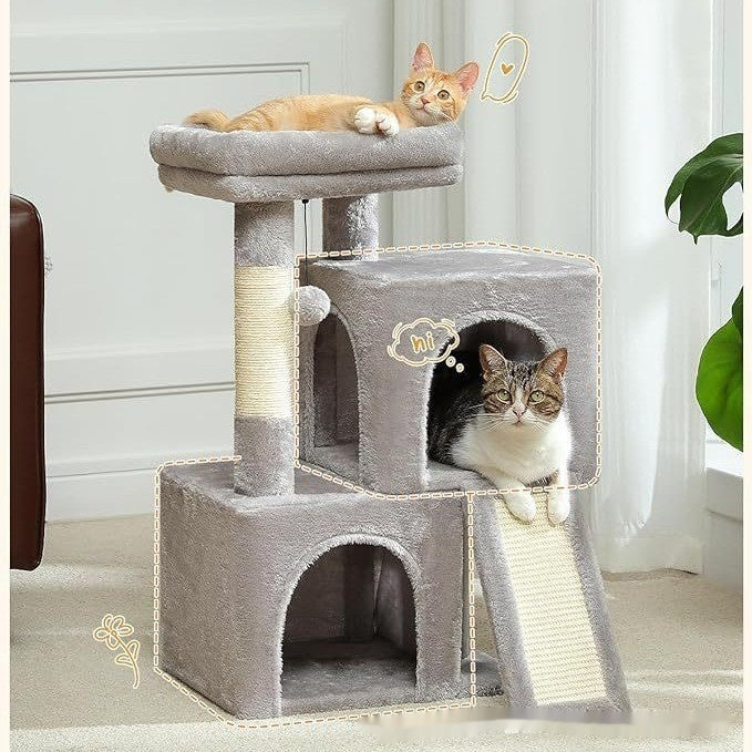 KFX-6951101 Gray Sisal Cat Climbing Frame and Nest Toy for Pets