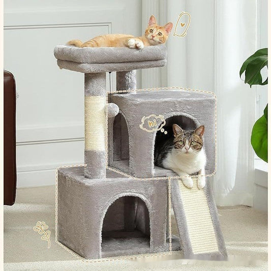 KFX-6951101 Gray Sisal Cat Climbing Frame and Nest Toy for Pets