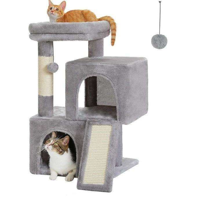 KFX-6951101 Gray Sisal Cat Climbing Frame and Nest Toy for Pets
