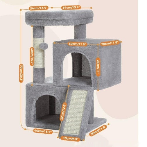 KFX-6951101 Gray Sisal Cat Climbing Frame and Nest Toy for Pets