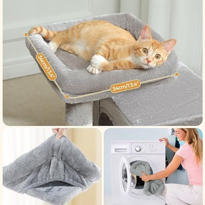 KFX-6951101 Gray Sisal Cat Climbing Frame and Nest Toy for Pets