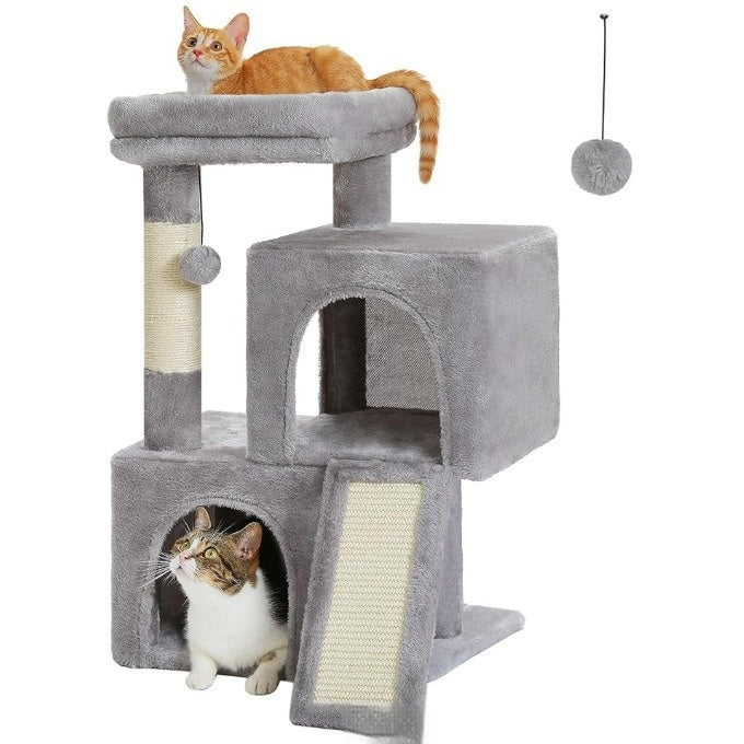 KFX-6951101 Gray Sisal Cat Climbing Frame and Nest Toy for Pets