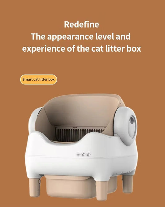 KFX-695123 Automatic Smart Cat Litter Box with Electric Poop Scooper, Eco-Friendly Design, 65L Capacity