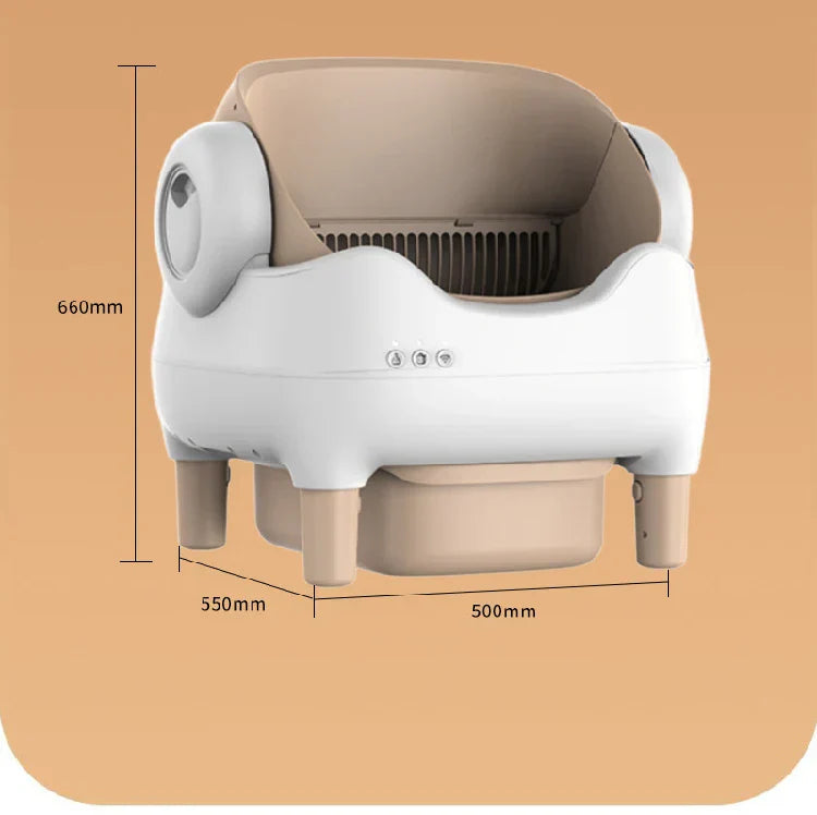 KFX-695123 Automatic Smart Cat Litter Box with Electric Poop Scooper, Eco-Friendly Design, 65L Capacity