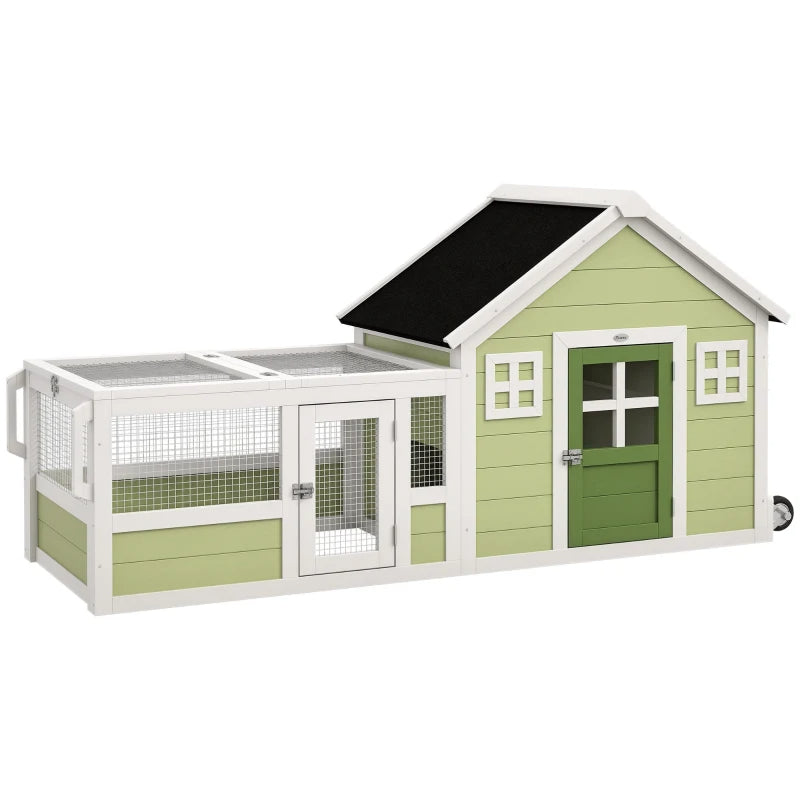 KFX-6951485 64 Inch Rabbit Hutch with Weatherproof Roof, Wheels, and Multiple Access Doors