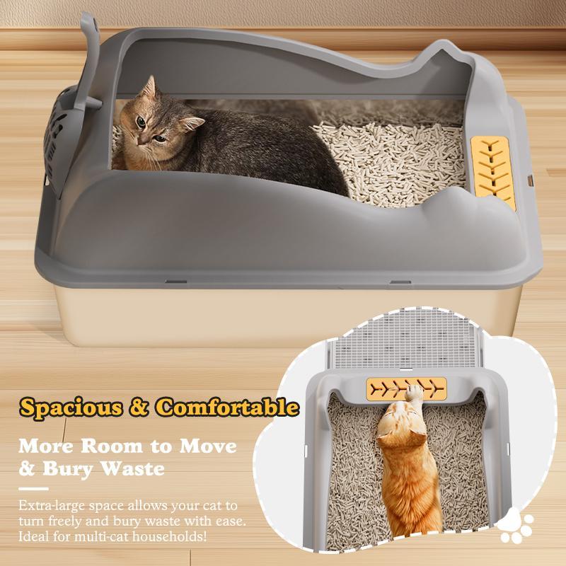 KFX-6953277 Large Stainless Steel Cat Litter Box - Durable, Easy to Clean, Spacious Design