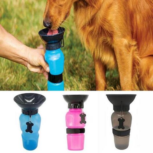 KFX-6953661 Portable Water Bottle for Dogs and Cats - Leak-Proof Outdoor Drinking Solution in Blue, Pink, and Brown