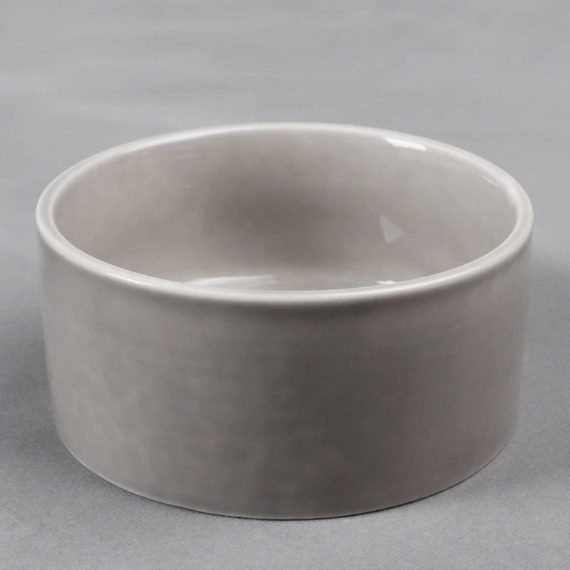 KFX-6953789 Bamboo Frame Monochrome Ceramic Pet Bowl - White, Gray, Dark Green, Frosted Yellow, 15.5cm Diameter